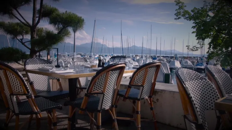 La Cantinetta Meal terrace on Lutry harbour