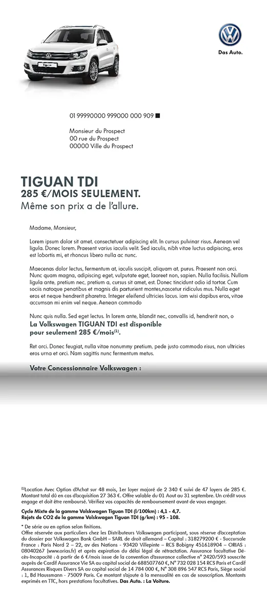 Volkswagen Tiguan : lettre